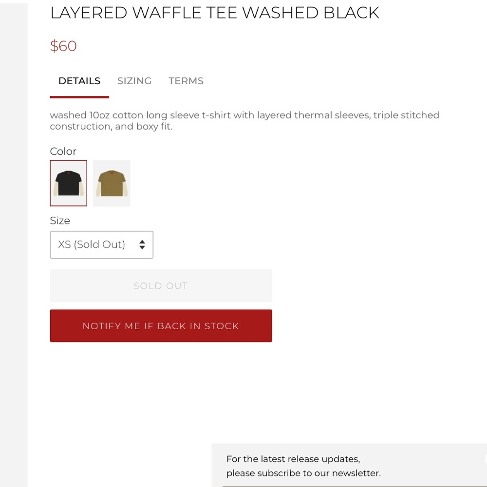 Fugazi Layered Waffle Tee in Washed Black - XL - SOLD OUT ONLINE - Picture 5 of 5